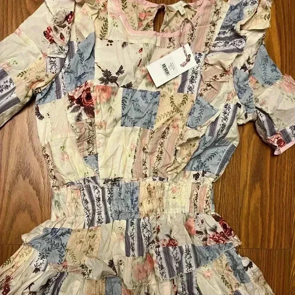 NWT LoveShackFancy Love Shack Fancy Natasha Mini Dress Patchwork S-FIRM PRICE - Picture 5 of 8